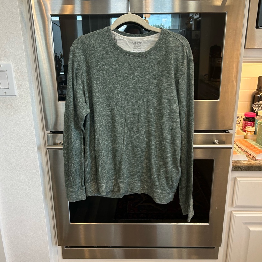 Vince Men's Heathered Forest Green Crewneck Sweatshirt XL GUC